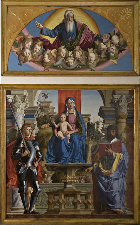 "Madonna con Bambino e i SS. Michele e Giacomo" (dipinto), Palmezzano Marco (1497-1500)