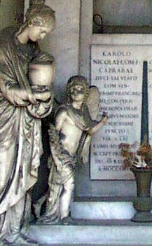 genio funebre alato con braccio sinistro alzato e ramo di cipresso nella mano destra (statua), De Maria Giacomo (1817)