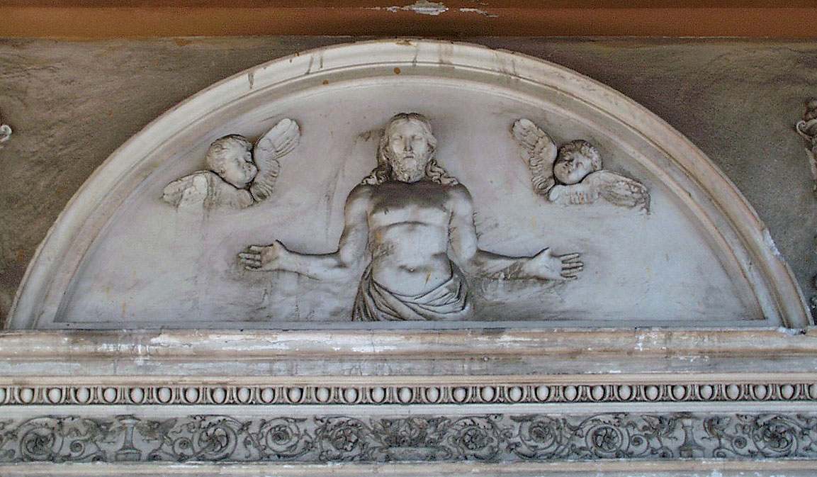 Cristo mostra le sue piaghe con ai lati cherubini (rilievo), Bianconi Carlo (1806) 