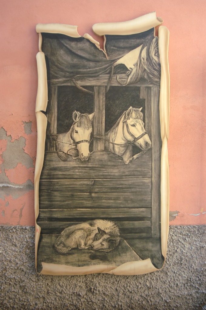 "Cavalli nella stalla" (dipinto), Pellegrini Gino