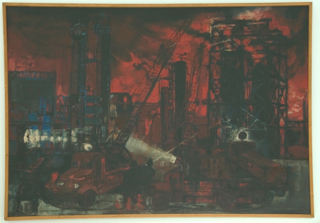 "Incendio nella raffineria" (dipinto), Cavicchioni Vittorio (1958-1959)