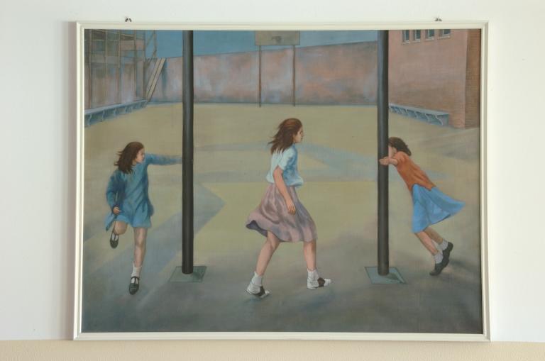 "Corsa in cortile" (dipinto), Caldari Luciano (1969)