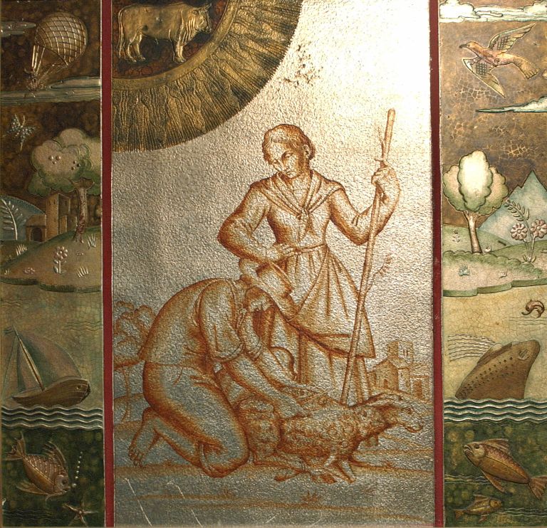 tosatura; segno zodiacale del Toro; paesaggi; marine (pannello decorativo), Chini Tito (1937-1938)
