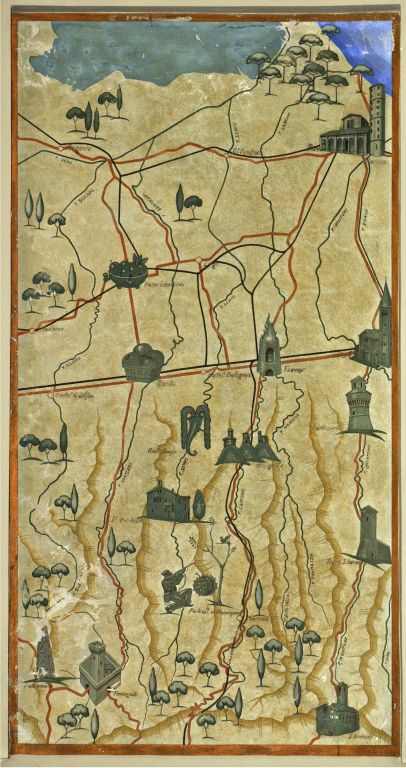 carte geografiche del territorio di Castrocaro, Predappio, Forlì, Ravenna (decorazione dipinta), Chini Tito (1937-1938)