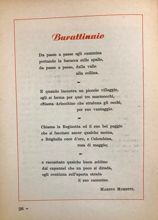 Burattinaio - poesia - Marino Moretti